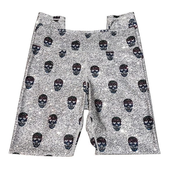 Terez Glitter Skull Athletic Leggings 7/8 Tights Women’s Medium - Picture 7 of 10